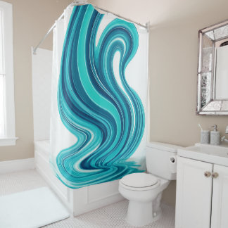 Blue Ocean Wave Shower Curtain – Modern Bathroom 