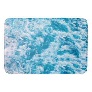 Blue Ocean Wave Texture Bath Mat