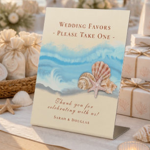 Blue Ocean Wave Wedding Favors Table Sign