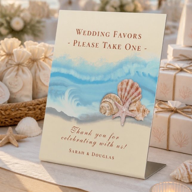 Blue Ocean Wave Wedding Favors Table Sign (Creator Uploaded)