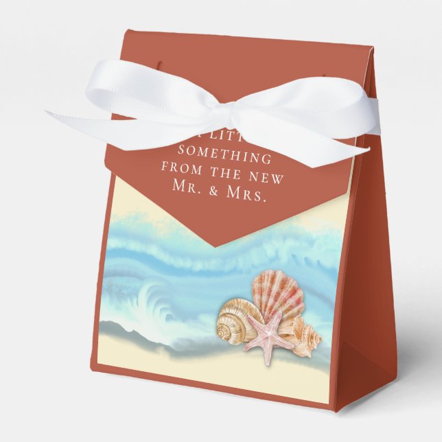 Blue Ocean Wave Wedding Favour Box (Front Side)