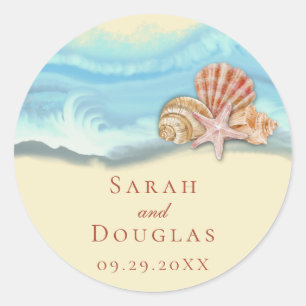 Blue Ocean Wave Wedding Sticker