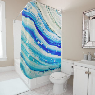 Blue Ocean Waves Abstract 24 Shower Curtain