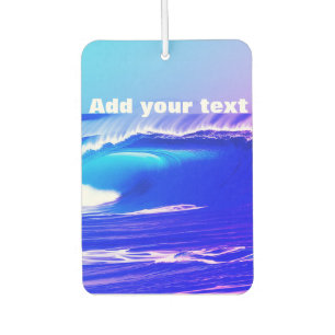 Blue ocean waves add your text pink water ai art car air freshener