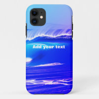 Blue ocean waves add your text pink water ai art