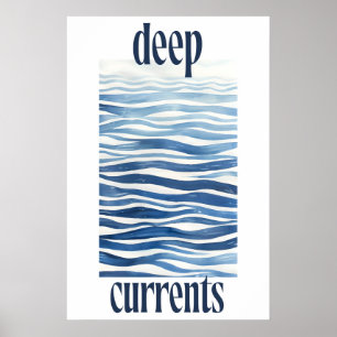 Blue Ocean Waves Art Print Abstract Coastal Wall