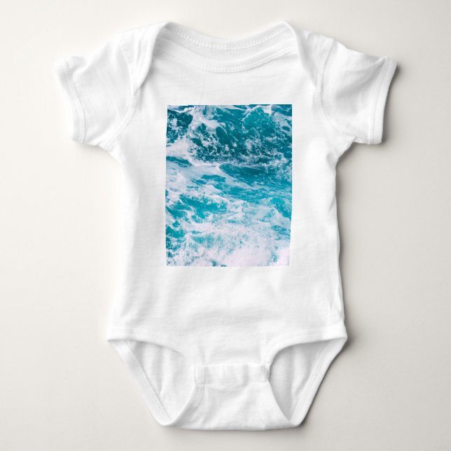 Blue Ocean Waves Baby Bodysuit (Front)