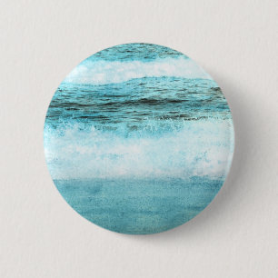 Blue Ocean Waves Beach 6 Cm Round Badge