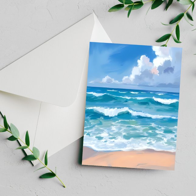 Blue Ocean Waves | Beach Sea Watercolor Card (Creator Uploaded)