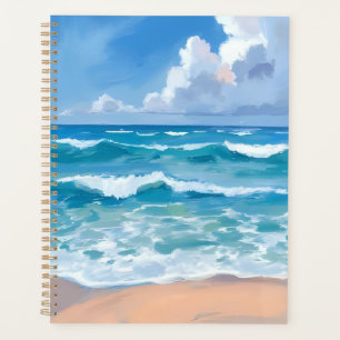 Blue Ocean Waves Beach Sea Watercolor Planner