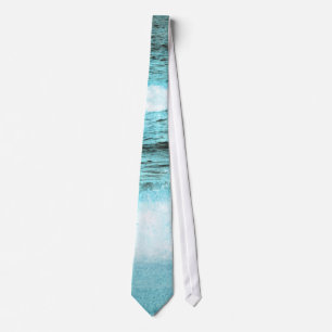 Blue Ocean Waves Beach Tie