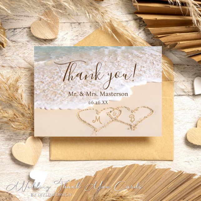 Blue Ocean Waves Beach Wedding Thank You Card (Creator Uploaded)