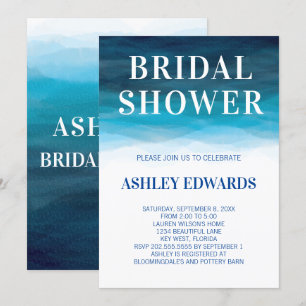 Blue Ocean Waves Bridal Shower Invitation