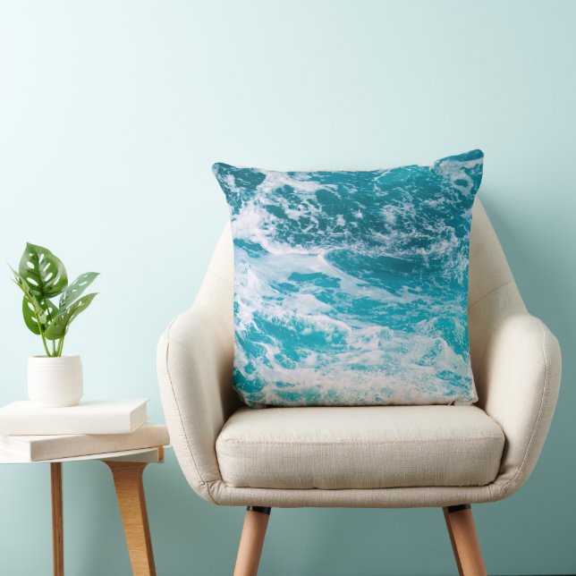 Blue Ocean Waves Cushion (Chair)