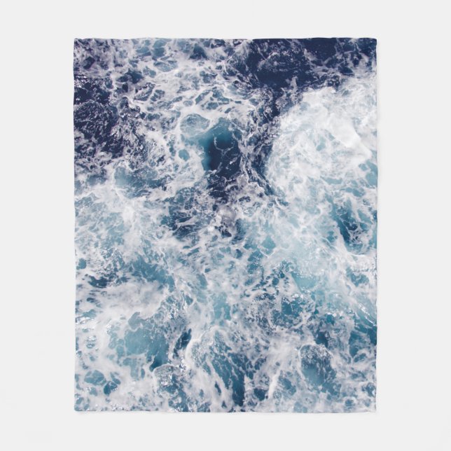 Blue Ocean Waves Fleece ,Throw & Sherpa  Blankets (Front)