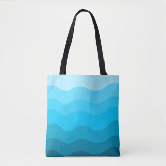 Blue ocean waves gradient  tote bag