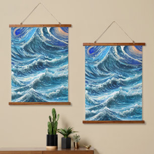 Blue Ocean Waves Hanging Tapestry