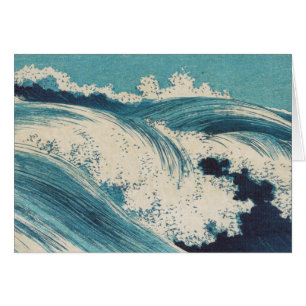 Blue Ocean Waves Japanese Woodcut
