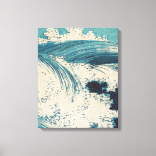 Blue Ocean Waves Japanese Woodcut  Canvas Print