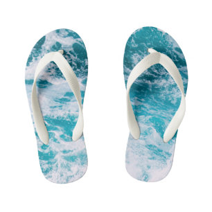 Blue Ocean Waves Kid's Jandals