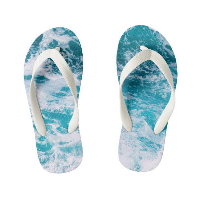 Blue Ocean Waves Kid's Jandals (Footbed)