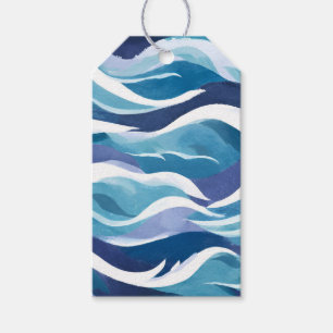 Blue Ocean Waves Modern Simplistic Watercolor Gift Tags