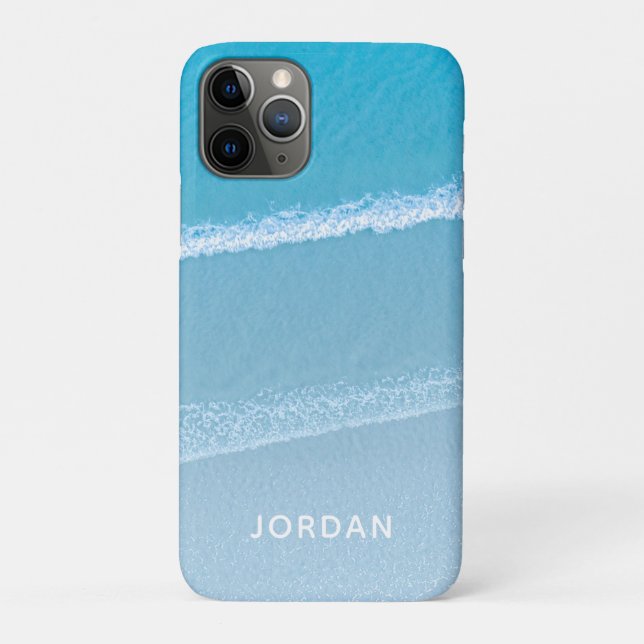 Blue Ocean Waves Monogrammed Case-Mate iPhone Case (Back)