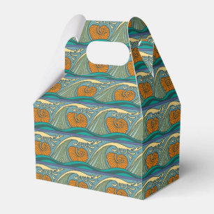 Blue Ocean Waves Nautilus Seashell Pattern Nouveau Favour Box