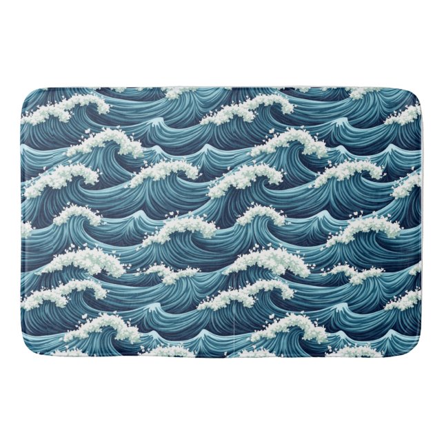 Blue Ocean waves pattern  Bath Mat (Front)