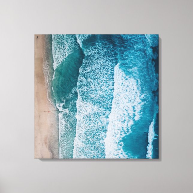 Blue Ocean Waves Sandy Beach Canvas Print (Front)