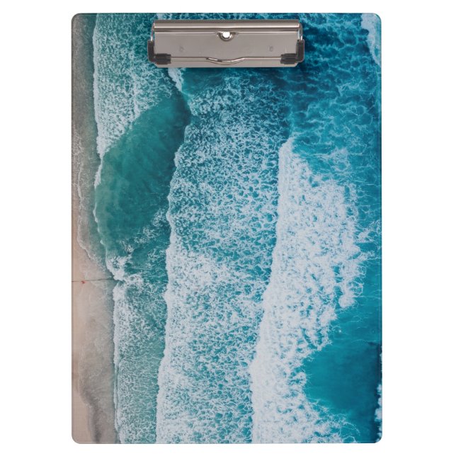 Blue Ocean Waves Sandy Beach Clipboard (Front)