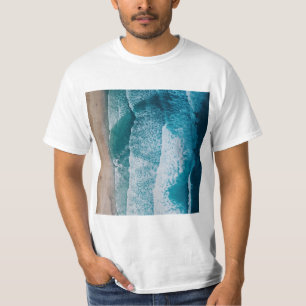 Blue Ocean Waves Sandy Beach T-Shirt