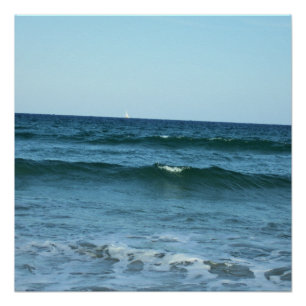 Blue Ocean Waves Stretching Towards the Horizon Poster