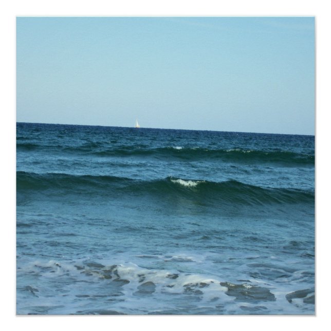 Blue Ocean Waves Stretching Towards the Horizon Poster (Front)