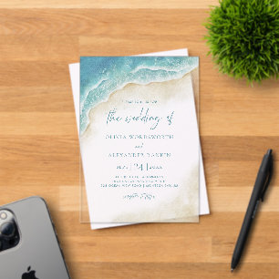 Blue Ocean Waves Summer Beach Wedding Acrylic Invitations