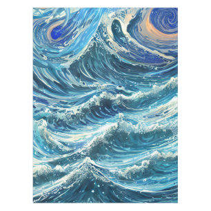 Blue Ocean Waves Tablecloth
