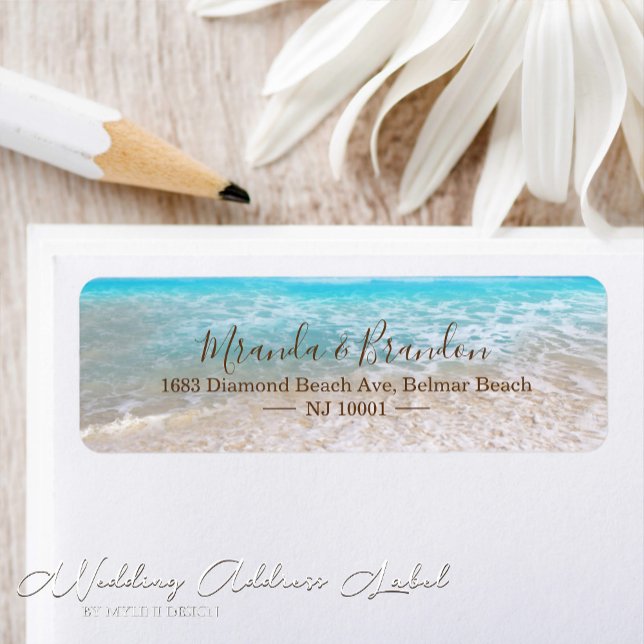 Blue Ocean Waves Tropical Beach Wedding Address (Creator Uploaded)
