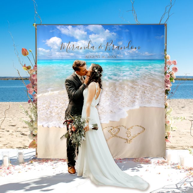 Blue Ocean Waves Tropical Beach Wedding Backdrop Tapestry (Creator Uploaded)