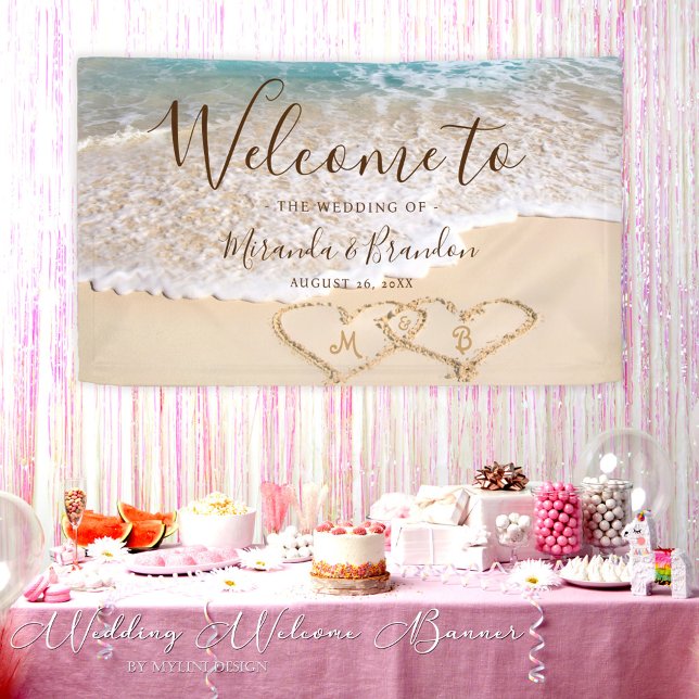 Blue Ocean Waves Tropical Beach Wedding Banner (Creator Uploaded)