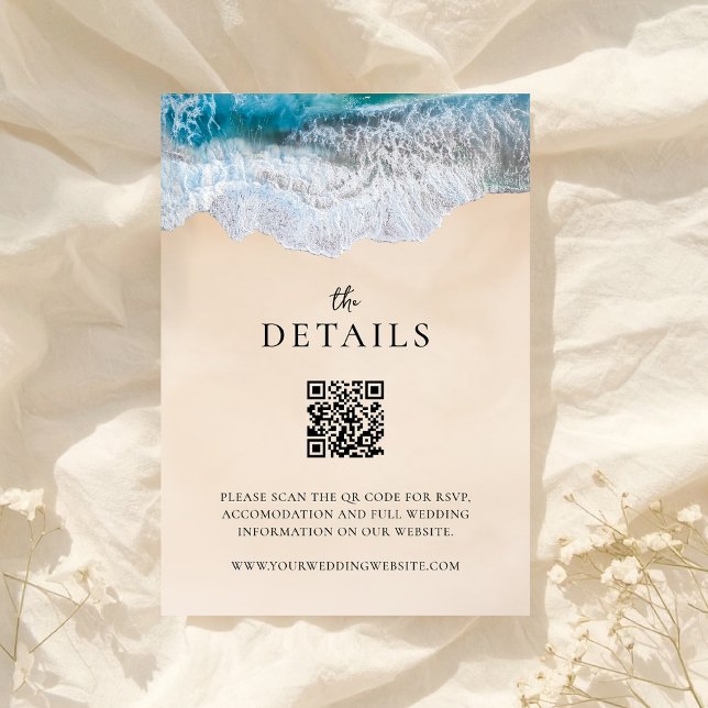 Blue Ocean Waves Tropical Beach Wedding Enclosure Card (Creator Uploaded)