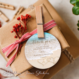 Blue Ocean Waves Tropical Beach Wedding Favour Classic Round Sticker