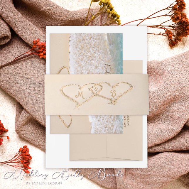 Blue Ocean Waves Tropical Beach Wedding Invitation Belly Band (Creator Uploaded)