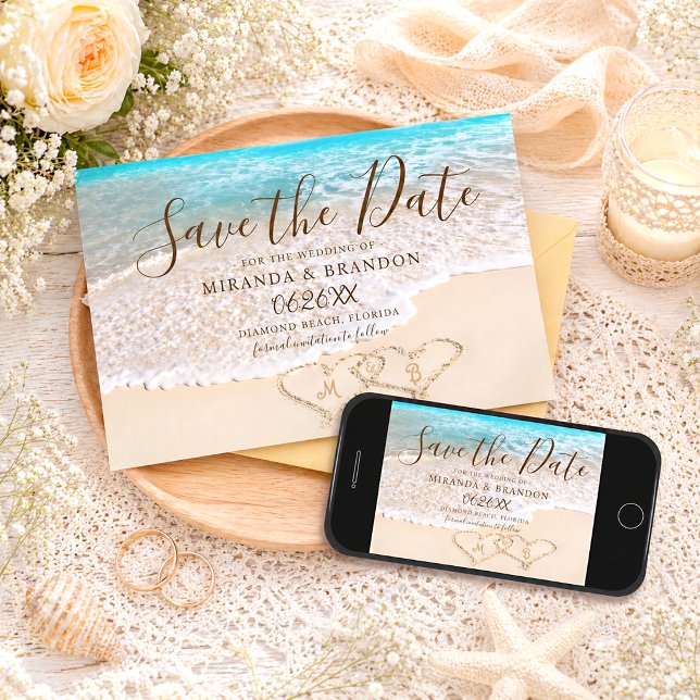 Blue Ocean Waves Tropical Beach Wedding Save The Date (Creator Uploaded)