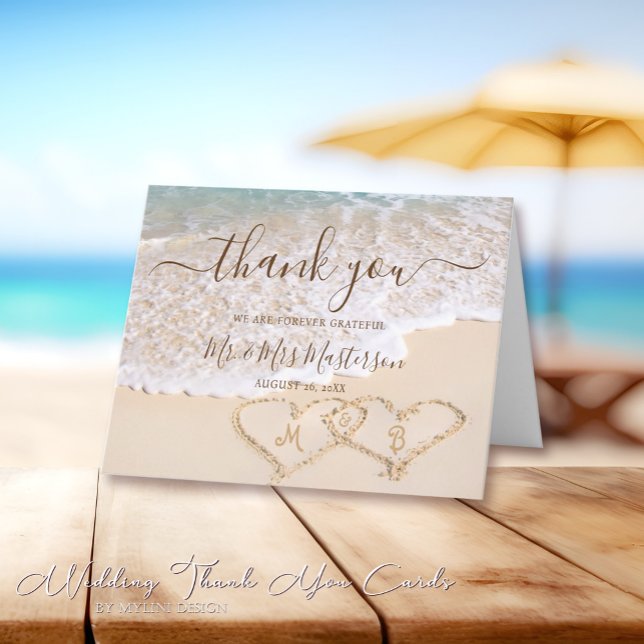 Blue Ocean Waves Tropical Beach Wedding Thank You Card (Creator Uploaded)