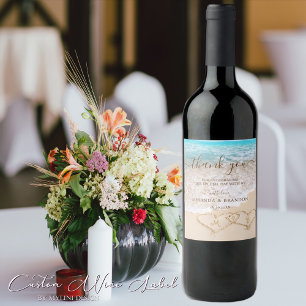 Blue Ocean Waves Tropical Beach Wedding Wine Label