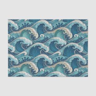 Blue Ocean Waves Tropical Summer Design Pattern Tissue Paper
