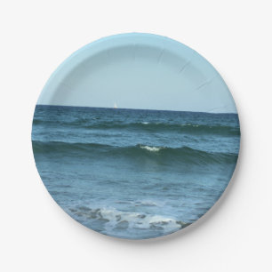 Blue Ocean Waves Under Open Sky Paper Plate