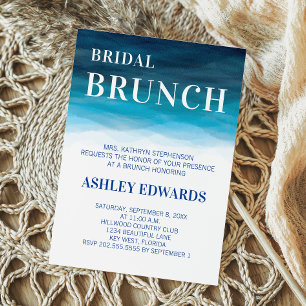Blue Ocean Waves Wedding Bridal Brunch Invitation