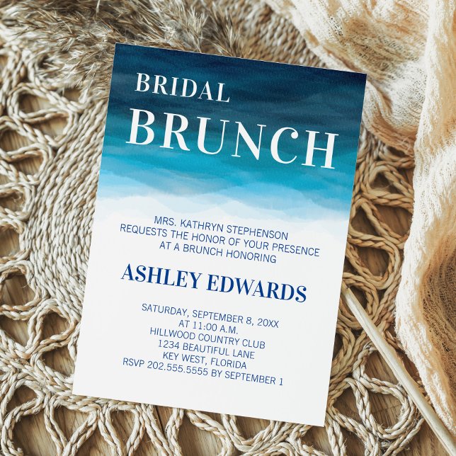 Blue Ocean Waves Wedding Bridal Brunch Invitation (Creator Uploaded)