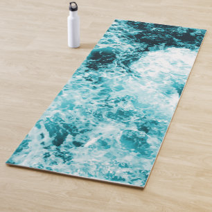 Blue ocean waves yoga mat